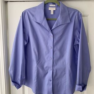 No iron periwinkle/purple blouse
